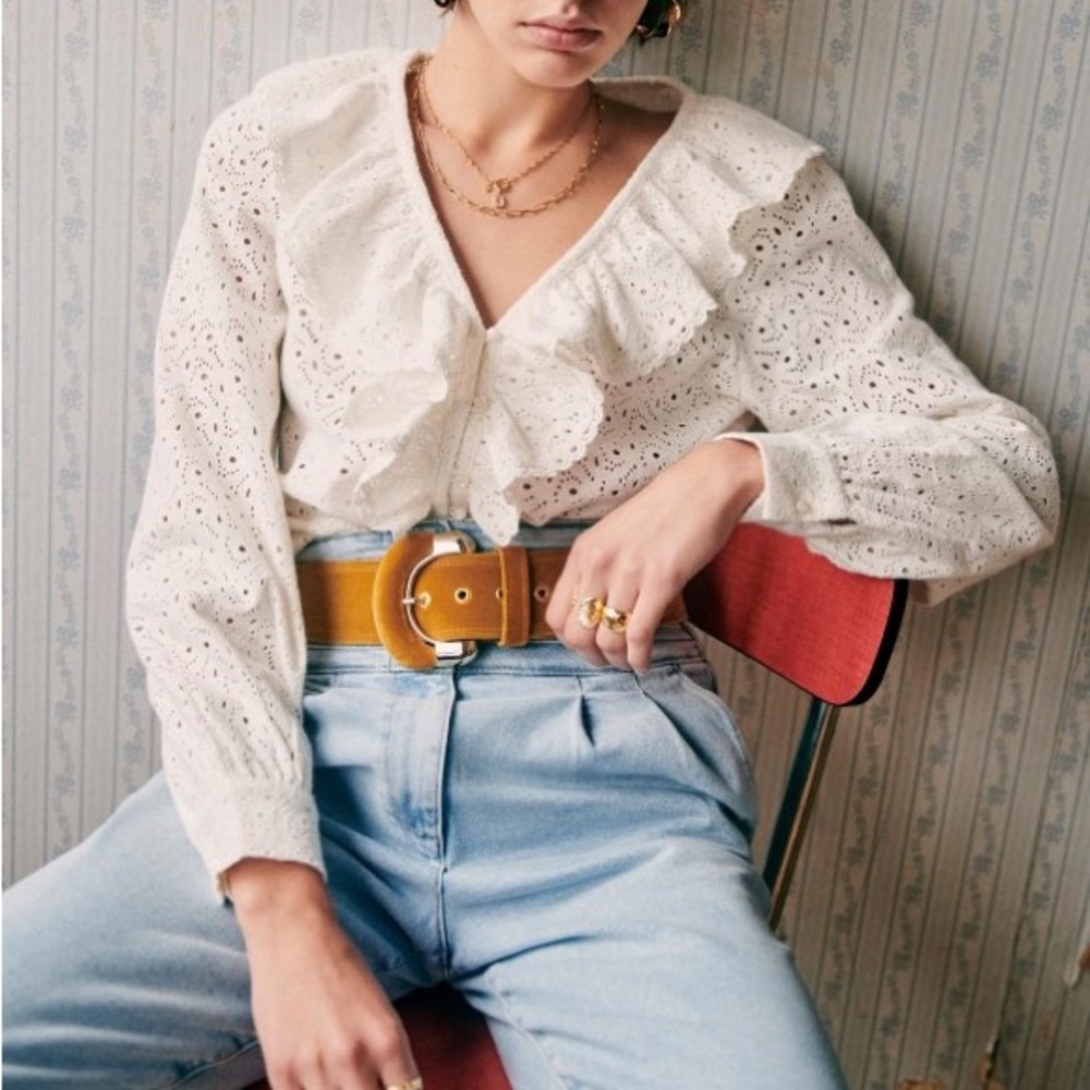 Sézane Olympe Blouse in Ecru